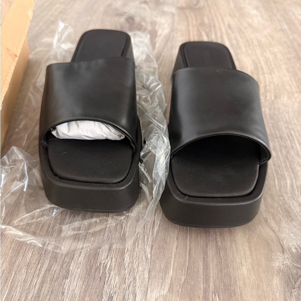 Black Slide Mules - Picture 2 of 4